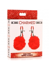 Красные зажимы на соски с помпонами Pom Pom - XR Brands - купить с доставкой в Долгопрудном
