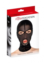 Черная сетчатая маска на голову с отверстиями для глаз и рта - Fetish Tentation - купить с доставкой в Долгопрудном
