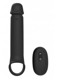 Черная насадка-удлинитель с вибрацией Vibrating Extender With Remote - Dream Toys - в Долгопрудном купить с доставкой
