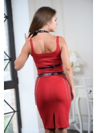Черно-серебристая портупея-юбка plus size с цепочками - БДСМ Арсенал - купить с доставкой в Долгопрудном