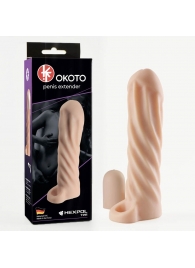 Телесная насадка-удлинитель Okoto со спиралевидным рельефом - 16 см. - Sitabella - в Долгопрудном купить с доставкой