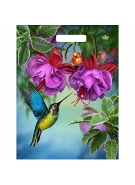 Пакет с принтом в виде колибри в цветах с вырубной ручкой (31х40 см) - Сима-Ленд - купить с доставкой в Долгопрудном