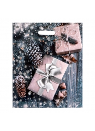 Новогодний пакет с принтом в виде подарков и вырубной ручкой (45х38 см) - Сима-Ленд - купить с доставкой в Долгопрудном