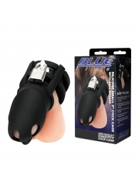 Черная клетка для пениса Silicone Small 2 in Cock Cage With Ball Divider - BlueLine - купить с доставкой в Долгопрудном