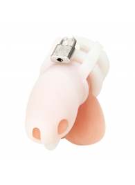 Белая клетка для пениса Silicone Small 2 in Cock Cage With Ball Divider - BlueLine - купить с доставкой в Долгопрудном