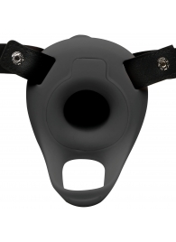 Черный полый страпон с вибрацией 2’’ Erection 28X Smooth Vibrating Silicone Penis Sheath - XR Brands - купить с доставкой в Долгопрудном