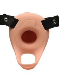 Телесный полый страпон 2  Erection 28X Smooth Vibrating Silicone Penis Sheath - 16 см. - XR Brands - купить с доставкой в Долгопрудном