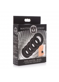 Комплект из 5 черных эрекционных колец для мошонки Ring Master Custom Ball Stretcher Kit - XR Brands - в Долгопрудном купить с доставкой