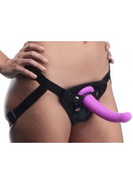 Лиловый поясной страпон Navigator Silicone G-Spot Dildo with Harness - 17,8 см. - XR Brands - купить с доставкой в Долгопрудном