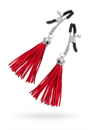 Зажимы на соски «Прищепки» с красными кисточками из замши - Pecado - купить с доставкой в Долгопрудном