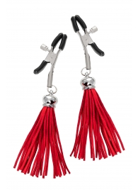 Зажимы на соски «Прищепки» с красными кисточками из замши - Pecado - купить с доставкой в Долгопрудном