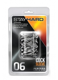 Прозрачная насадка с объёмными чёрточками STAY HARD COCK SLEEVE 06 CLEAR - Blush Novelties - в Долгопрудном купить с доставкой