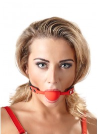 Силиконовый кляп-шар на чёрных ремешках Red Gag silicone - Orion - купить с доставкой в Долгопрудном