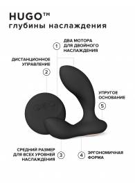 Черный вибромассажер простаты с пультом ДУ Hugo 2 Remote - Lelo - в Долгопрудном купить с доставкой