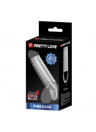 Прозрачная насадка на пенис с ребрышками и подхватом мошонки - Baile - в Долгопрудном купить с доставкой