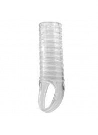 Прозрачная насадка на пенис с ребрышками и подхватом мошонки - Baile - в Долгопрудном купить с доставкой