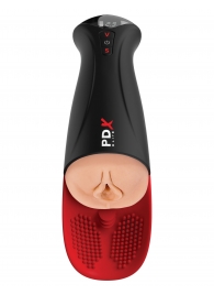 Телесный мастурбатор-вагина в черной колбе с вибрацией Fuck-O-Matic Pro XL - Pipedream - в Долгопрудном купить с доставкой