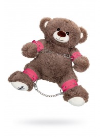 Бондажный набор: бурый мишка с розовыми оковами и наручниками - Pecado - купить с доставкой в Долгопрудном
