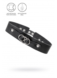 Черный чокер-ошейник со связанными кольцами на подложке - Pecado - купить с доставкой в Долгопрудном
