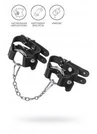 Черные кожаные наручники-браслеты из двух ремешков - Pecado - купить с доставкой в Долгопрудном