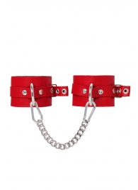 Красные мягкие кожаные оковы с люверсами - Pecado - купить с доставкой в Долгопрудном