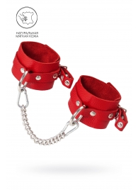 Красные мягкие кожаные оковы с люверсами - Pecado - купить с доставкой в Долгопрудном