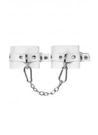 Белые мягкие кожаные наручники с люверсами - Pecado - купить с доставкой в Долгопрудном