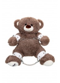 Бондажный набор: бурый мишка с белыми оковами и наручниками - Pecado - купить с доставкой в Долгопрудном