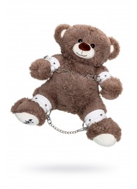 Бондажный набор: бурый мишка с белыми оковами и наручниками - Pecado - купить с доставкой в Долгопрудном