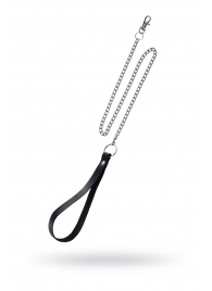 Поводок с ручкой из черной натуральной кожи и карабином для ошейника - Pecado - купить с доставкой в Долгопрудном