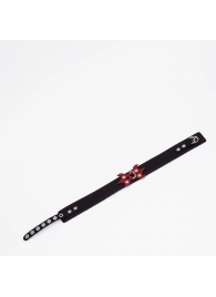 Черный ошейник с красным декором и строчкой - Crazy Handmade - купить с доставкой в Долгопрудном