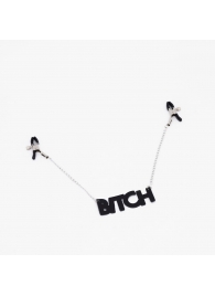 Зажимы на соски с кожаной подвеской Bitch - Crazy Handmade - купить с доставкой в Долгопрудном