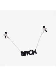 Зажимы на соски с кожаной подвеской Bitch - Crazy Handmade - купить с доставкой в Долгопрудном
