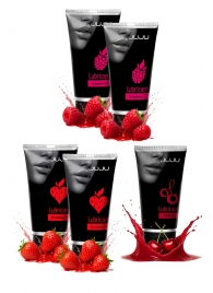 Набор из 5 съедобных лубрикантов JUJU (клубника х 2, малина х 2, вишня) - JuJu - купить с доставкой в Долгопрудном