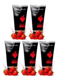 Набор из 5 съедобных лубрикантов JUJU со вкусом клубники - JuJu - купить с доставкой в Долгопрудном