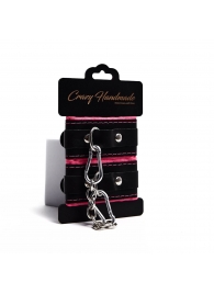 Черно-розовые скругленные наручники с мягкой подкладкой - Crazy Handmade - купить с доставкой в Долгопрудном