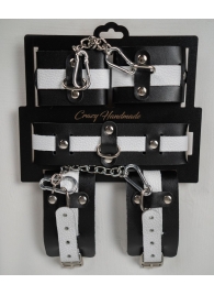 Набор фиксаторов из черной и белой натуральной кожи - Crazy Handmade - купить с доставкой в Долгопрудном