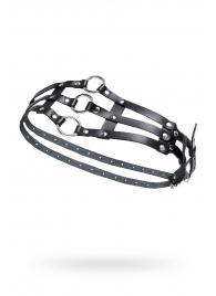 Черный кожаный пояс с кольцами - Pecado - купить с доставкой в Долгопрудном