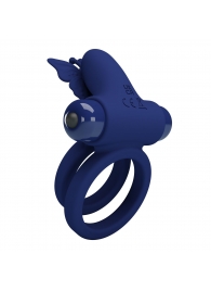 Синее эрекционное кольцо с вибростимуляцией клитора - Baile - в Долгопрудном купить с доставкой