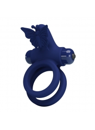 Синее эрекционное кольцо с вибростимуляцией клитора - Baile - в Долгопрудном купить с доставкой