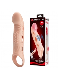 Телесная удлиняющая насадка с рельефом и вибрацией Brad - 21,3 см. - Baile - в Долгопрудном купить с доставкой