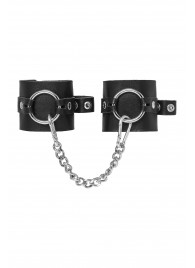 Черные наручники из толстой натуральной кожи с люверсами - Pecado - купить с доставкой в Долгопрудном