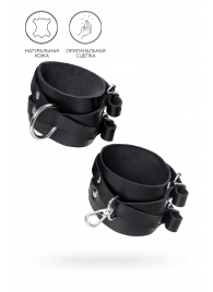 Черные кожаные оковы с двумя перекрёстными ремешками - Pecado - купить с доставкой в Долгопрудном