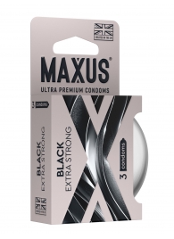 Черные утолщенные презервативы MAXUS Extra Strong с железным кейсом - 3 шт. - Maxus - купить с доставкой в Долгопрудном