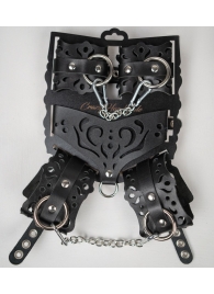 Черный ажурный кожаный набор фиксаций - Crazy Handmade - купить с доставкой в Долгопрудном