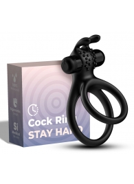 Черное эрекционное виброкольцо с подхватом мошонки Stay Hard - Boys of Toys - в Долгопрудном купить с доставкой