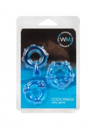 Набор из 3 синих эрекционных колец с различным рельефом - Erowoman-Eroman - в Долгопрудном купить с доставкой