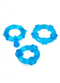 Набор из 3 синих эрекционных колец с различным рельефом - Erowoman-Eroman - в Долгопрудном купить с доставкой