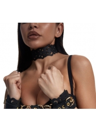 Черный ажурный чокер с золотистой фурнитурой - Crazy Handmade - купить с доставкой в Долгопрудном