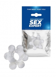 Прозрачное эрекционное кольцо с 6 стимулирующими шариками - Sex Expert - в Долгопрудном купить с доставкой
